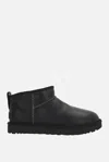 Ugg Classic Ultra Mini Leather Ankle Boots With Plush Lining In Black