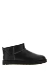 Ugg Classic Ultra Mini Leather Ankle Boots With Plush Lining In Black
