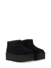 Ugg Classic Ultra Mini Low-cut Platform Leather Boots In Black