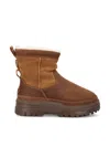 Ugg Waterproof Colour-block Ankle Boots With Shearling Trim In Brown