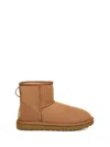Ugg Classic Mini Beige Ankle Boots With Logo Patch On The Rear In Suede Woman In Brown