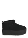 Ugg Classic Mini Platform Black Ankle Boots With Platform In Suede Woman In Black