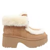 Ugg Platform Boots In Suede With Shearling Beige In Nude