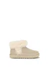 Ugg Classic Ultra Mini Chalet Beige Ankle Boots With Fur Design In Suede Woman In Nude