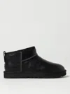 Ugg Classic Ultra Mini Leather Ankle Boots With Plush Lining In Black