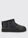 Ugg Classic Ultra Mini Leather Ankle Boots With Plush Lining In Black