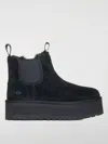 Ugg 'neumel' Black Ankle Boots With Platform In Suede Leather In Schwarz