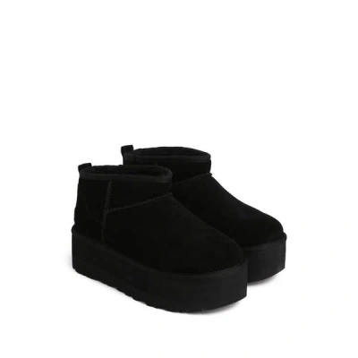 Ugg Ultra Mini Platform Suede Ankle Boots In Black