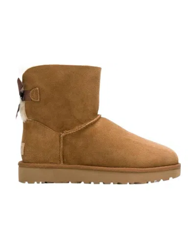 Ugg Bow Detail Ankle Boots In Brown