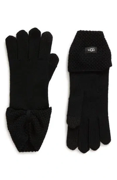 Ugg ® Bow Knit Gloves In Black
