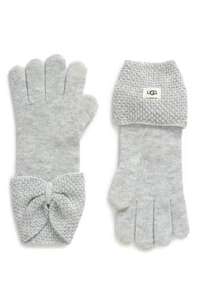 Ugg ® Bow Knit Gloves In Grey Heather