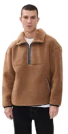 Ugg Braid Fleece Half Zip Sweatshirt In Honey, Men's At Urban Outfitters In Brown