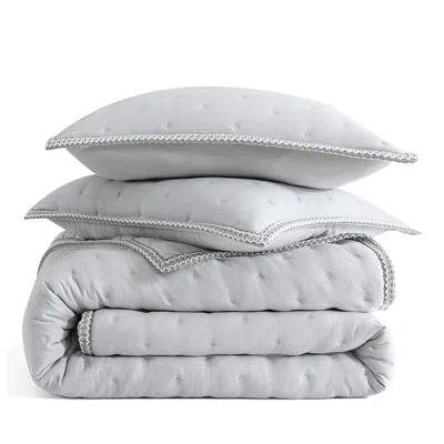 Ugg Braid Quilt Set, Full Queen In Gray