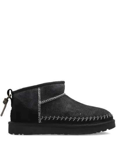 Ugg Braided-detail Leather Boots In Black