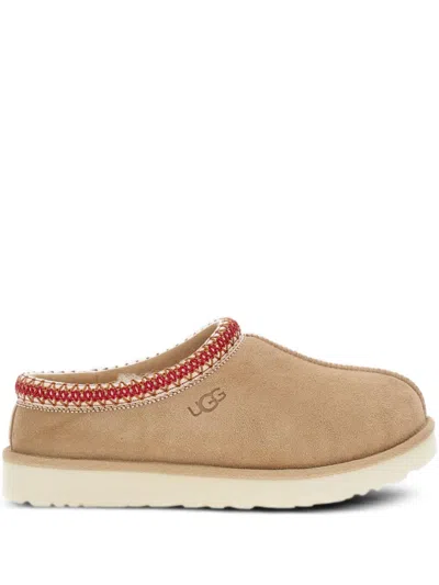 UGG BRAIDED-TRIM SUEDE SLIPPERS