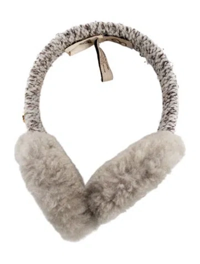 Pre-owned Ugg Branded Shearling Lined Earmuffs In Neutral