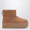 Ugg 'classic Mini Platform' Beige Ankle Boots With Platform In Brown