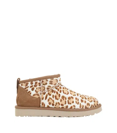 Ugg Stivaletto Donna Classic Ultra Mini Felicity Leopard Jasmine In Brown