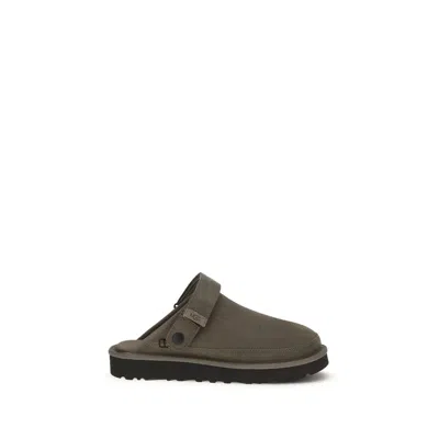 Ugg Brown Calf Leather Bos Taurus Mules In Gray