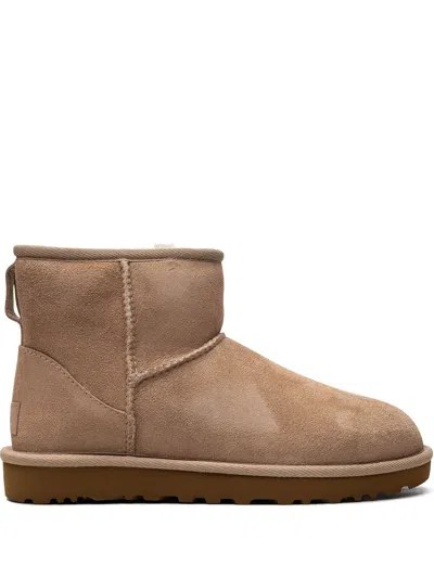Ugg Classic Mini Ii Suede Boots With Shearling Lining In Brown