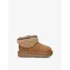 Ugg Kids' Classic Ultra Mini Maxi Curly Suede And Sheepskin Boot In Brown