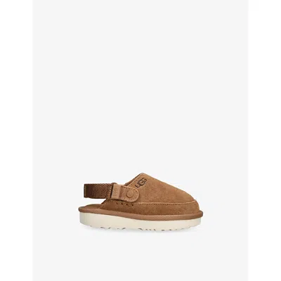 Ugg Brown Kids' Goldenstar Suede Clogs Eur 23.5 /6.5 Uk In Multi