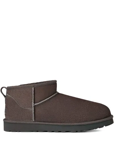 UGG BROWN SLIP-ON BOOTS WITH TEXTURED RUBBER SOLE