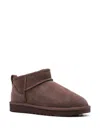 Ugg Classic Ultra Mini Womens Suede Ankle Bootie Slippers In Brown