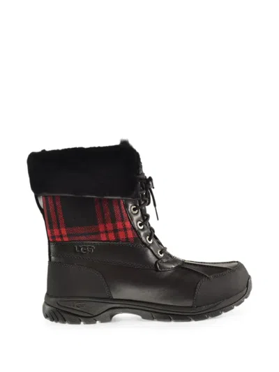 Ugg Butte Plaid Boots In Black