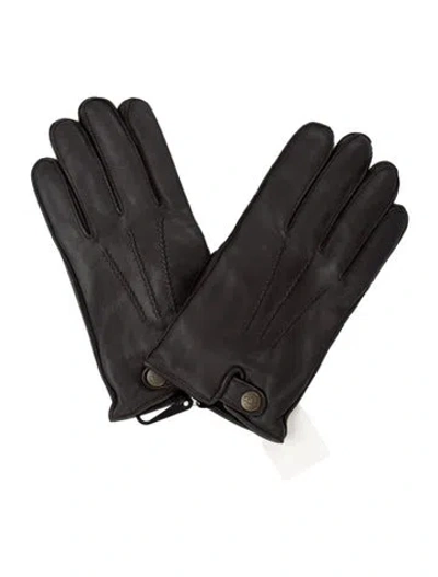 Pre-owned Ugg Button Closure Leather Gloves W/tags In Brown