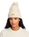 Ugg Cable Knit Pom Beanie In Neutral