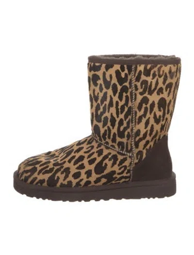 Pre-owned Ugg Calf Hair Animal Print Boots In Brown