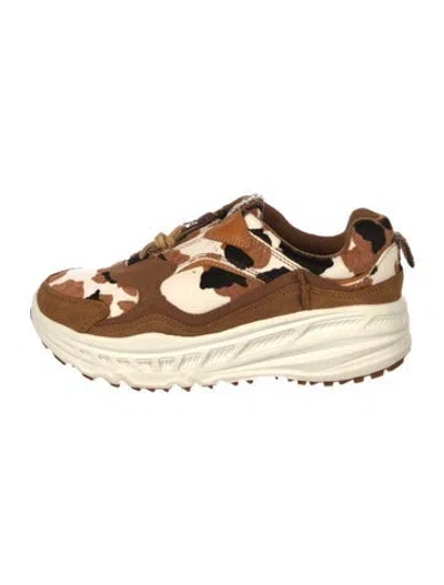 Pre-owned Ugg Calf Hair Animal Print Sneakers In Brown