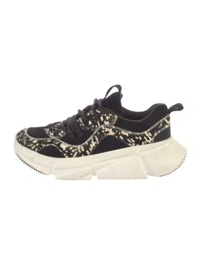 Pre-owned Ugg Calf Hair Printed Sneakers In Black