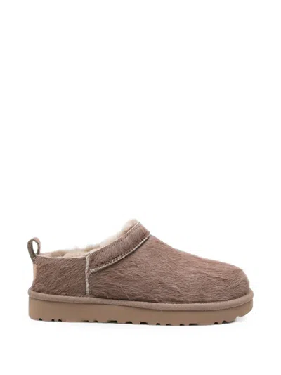 Ugg Calf-hair Logo-patch Ankle Boots In Brown