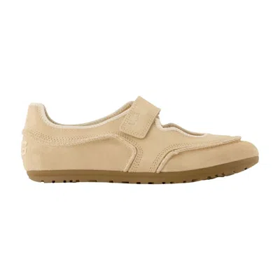 Ugg Calfskin Leather Mary Jane Flat In Beige