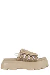 Ugg Callie Suede Platform Slides In Beige