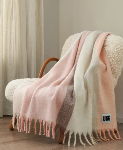 Ugg Calyx Stripe Faux Mohair Throw, 50" X 70" In Pansy
