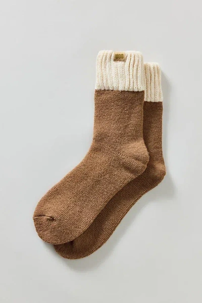 Ugg Camdyn Cozy Crew Sock In Chestnut/cream, Men's At Urban Outfitters In Brown