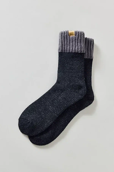 Ugg Camdyn Cozy Crew Sock In Tar/charcoal, Men's At Urban Outfitters In Black
