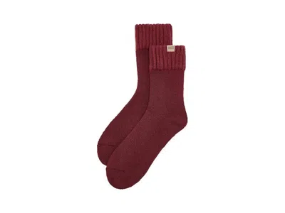 Ugg Camdyn Cozy Socks Men's Crew Cut Socks Shoes Coffee Berry, Wool/polyester/nylon In Burgundy