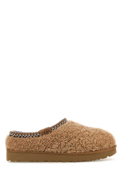 Ugg Camel Eco Fut Tasman Maxi Curly Slippers In Brown