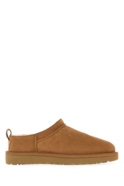 Ugg Camel Suede Classic Micro Slippers In Brown