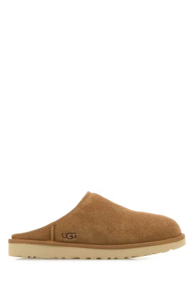 Ugg Camel Suede Classic Slippers In Brown