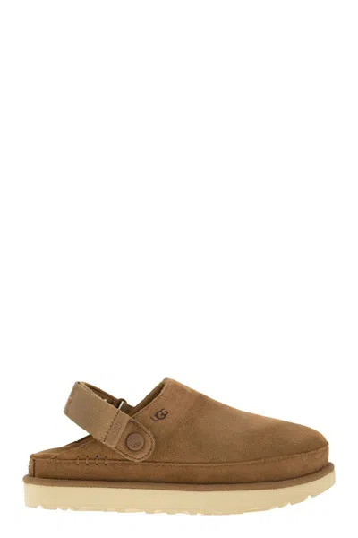 UGG UGG CAMEL SUEDE GOLDENSTAR SLIPPERS