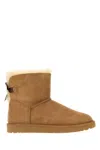 Ugg Camel Suede Mini Bailey Bow Ankle Boots In Multi