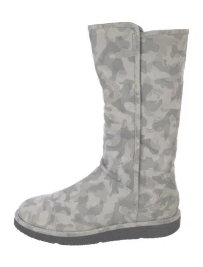 Pre-owned Ugg Camouflage Print Boots In White