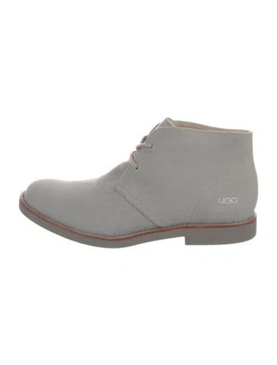 Pre-owned Ugg Canvas Lace-up Boots In Gray
