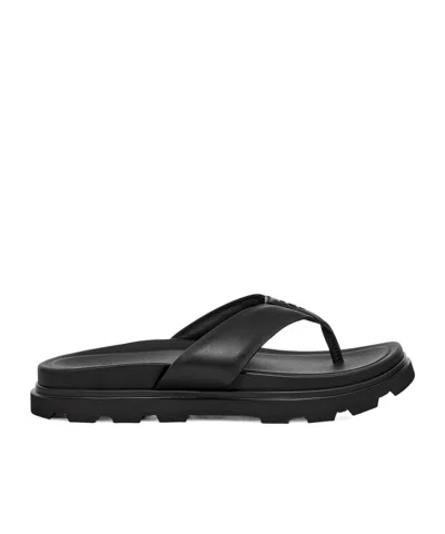 Ugg Capitola Leather Slides In Black