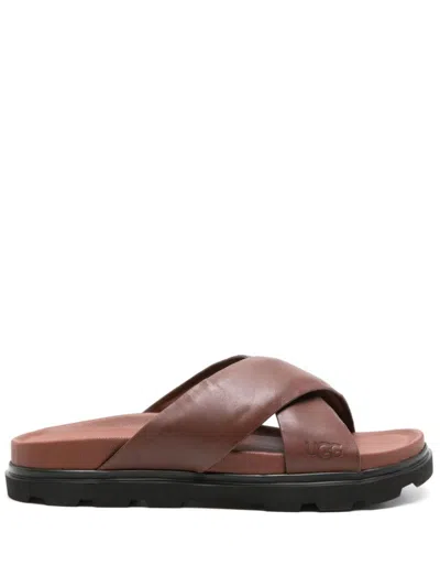 Ugg Capitola Leather Slides In Brown